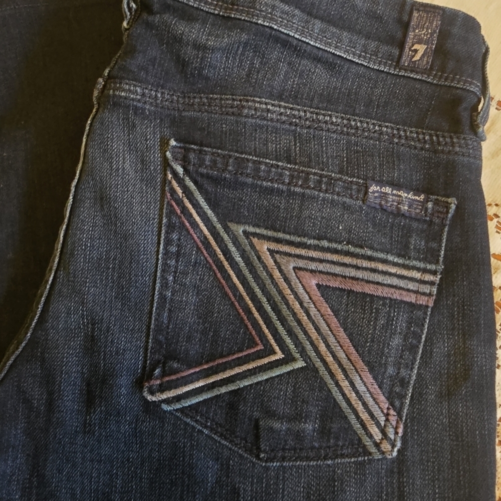 7 For All Mankind Dark Blue Boot Cut Jeans